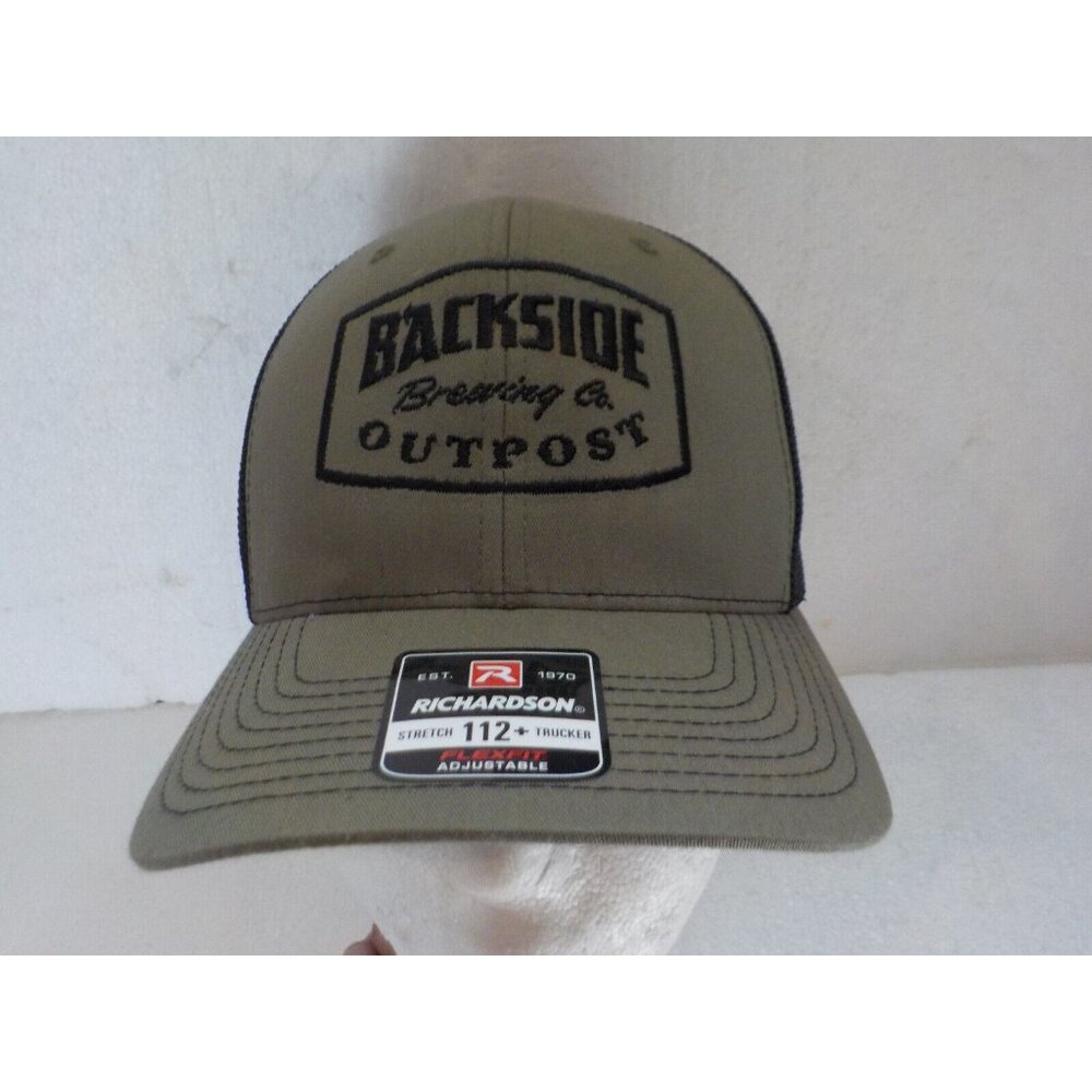 NWT Backside Brewing Co. Outpost Stretch 112+ Adj Flex Fit Trucker Hat Ball Cap